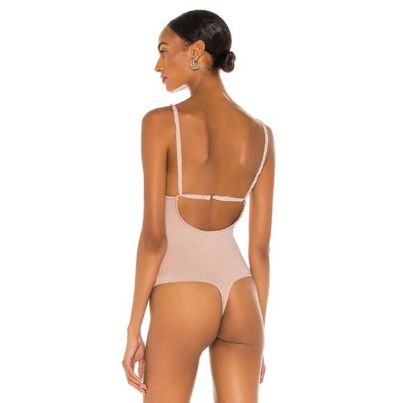 NWT Free People pink embroidered cotton blend thong bodysuit, S - Picture 4 of 8